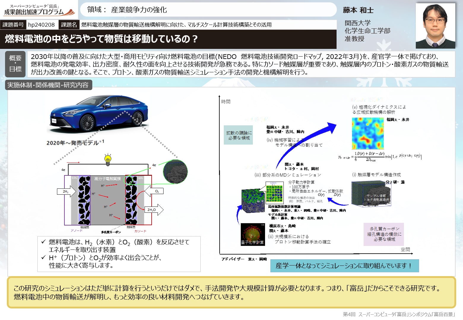 燃料電池触媒層の物質輸送機構解明に向けた、マルチスケール計算技術構築とその活用